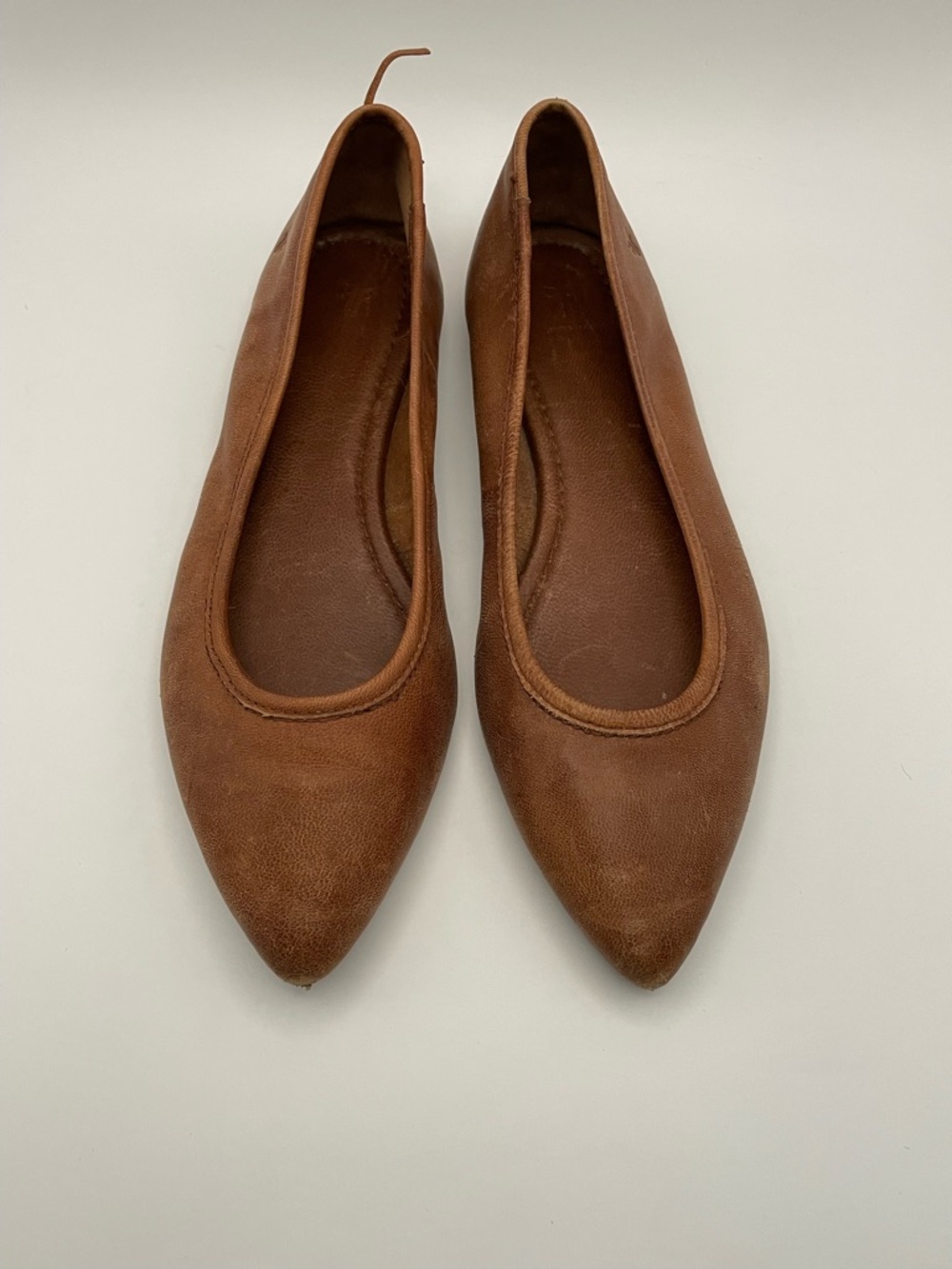 Frye Regina Brown Leather Ballet Flats Cognac Sz 8.5